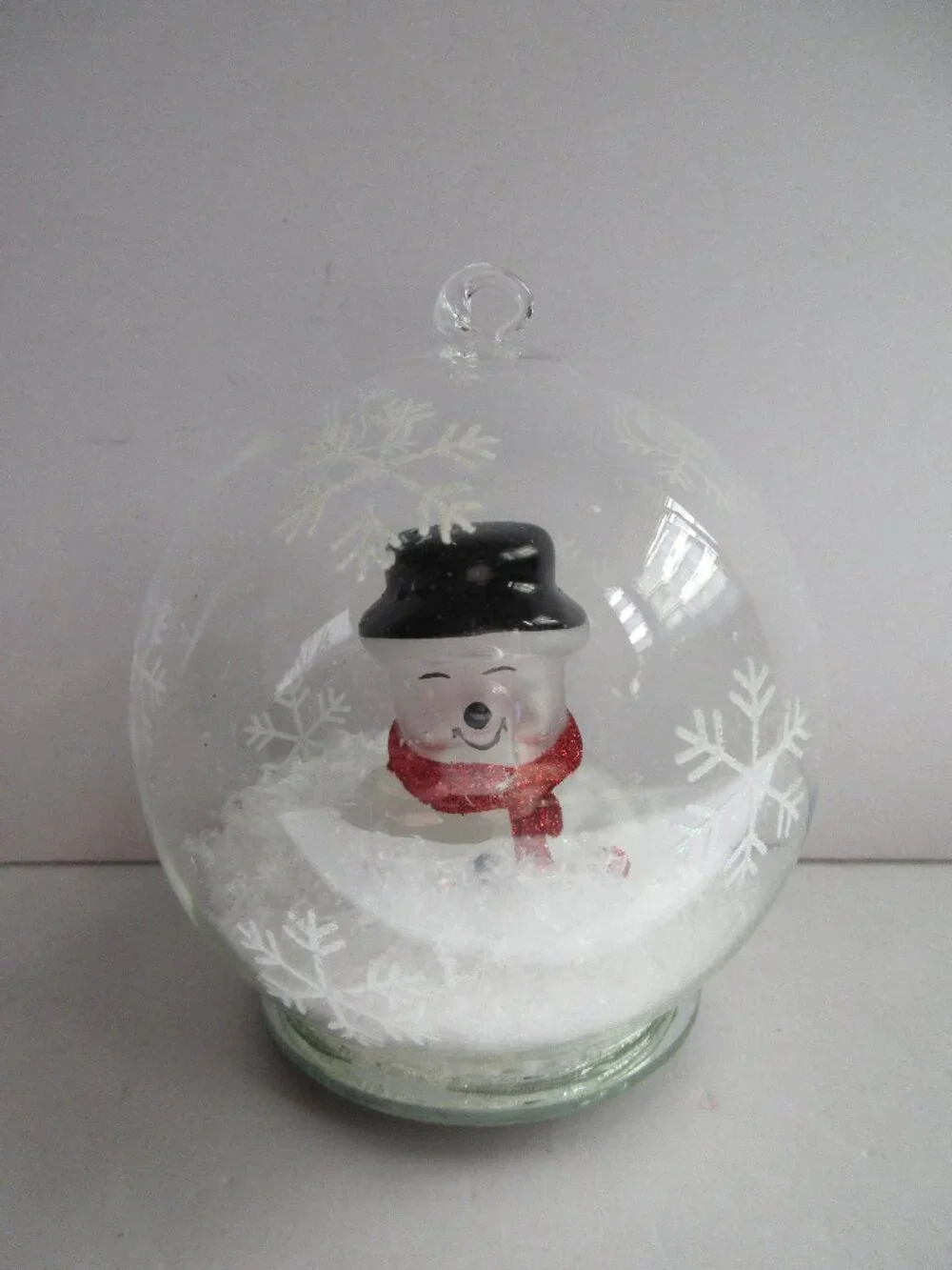 Handblown Christmas Ornament Glass Globe Snowman Color Changing LED Light Up